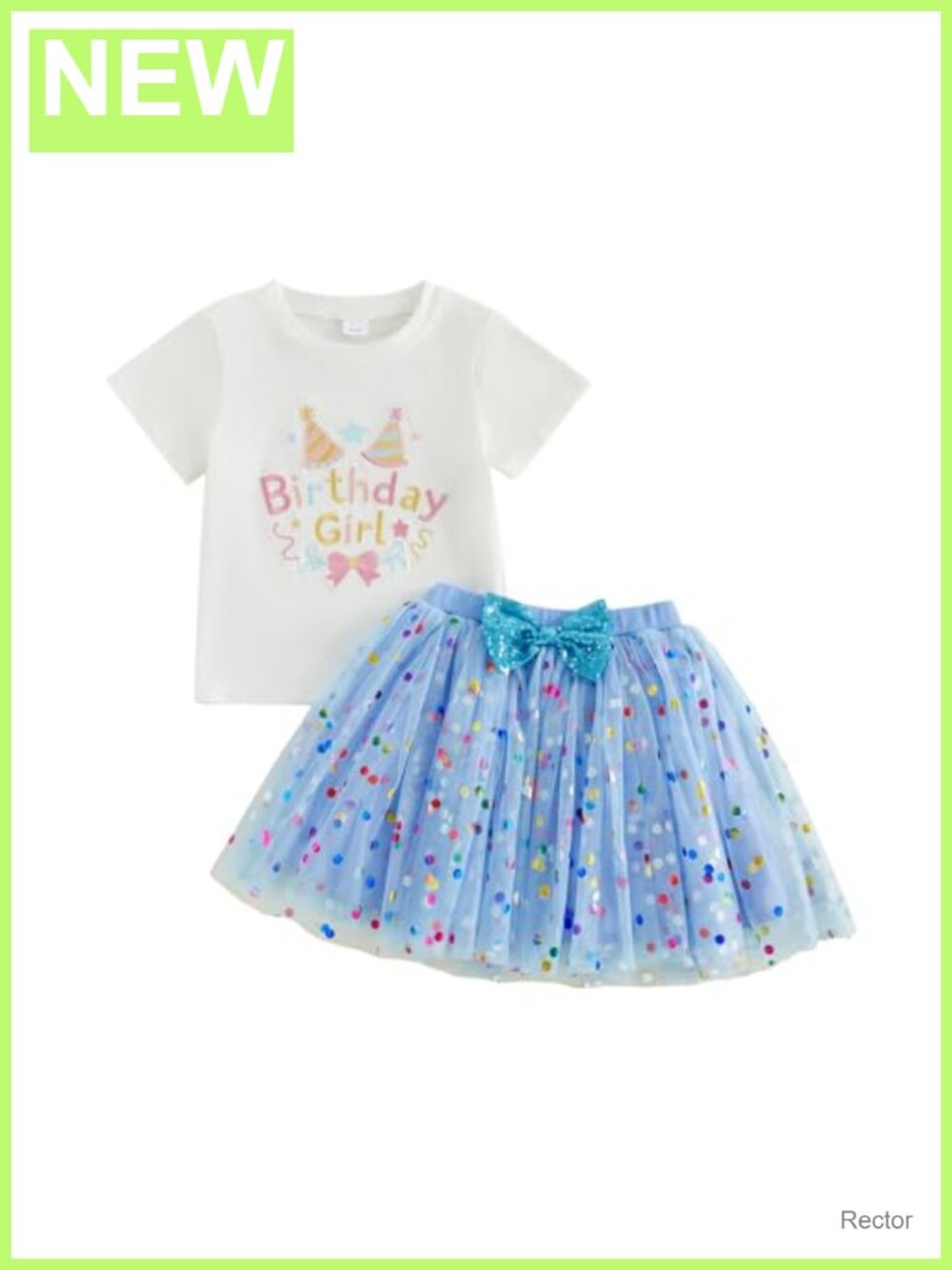 Toddler Girls Birthday T-Shirt Sequin Tulle Tutu Skirt Set 2pc